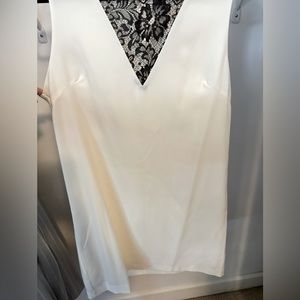 White Shift Dress with Black Lace Detail NWT